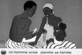 Distributed by Burkina Faso’s Ministry of Health and Social Action, the poster emphasises the role of male partners in family planning and reproductive health. Image from Info for Health website, http://www.infoforhealth.org