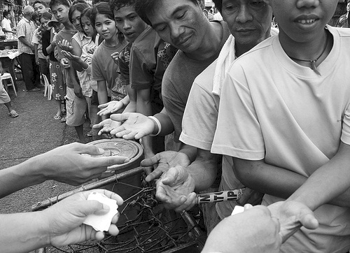 The rice crisis in 2008 was met with throngs of people who lined up for hours to buy the Philippine National Food Authority’s subsidised rice. To control the tension among the crowd who were basked under the summer sun and anxious about the store’s rice supply by the time they get to the store’s doorsteps, some retailers devised a numbering scheme.